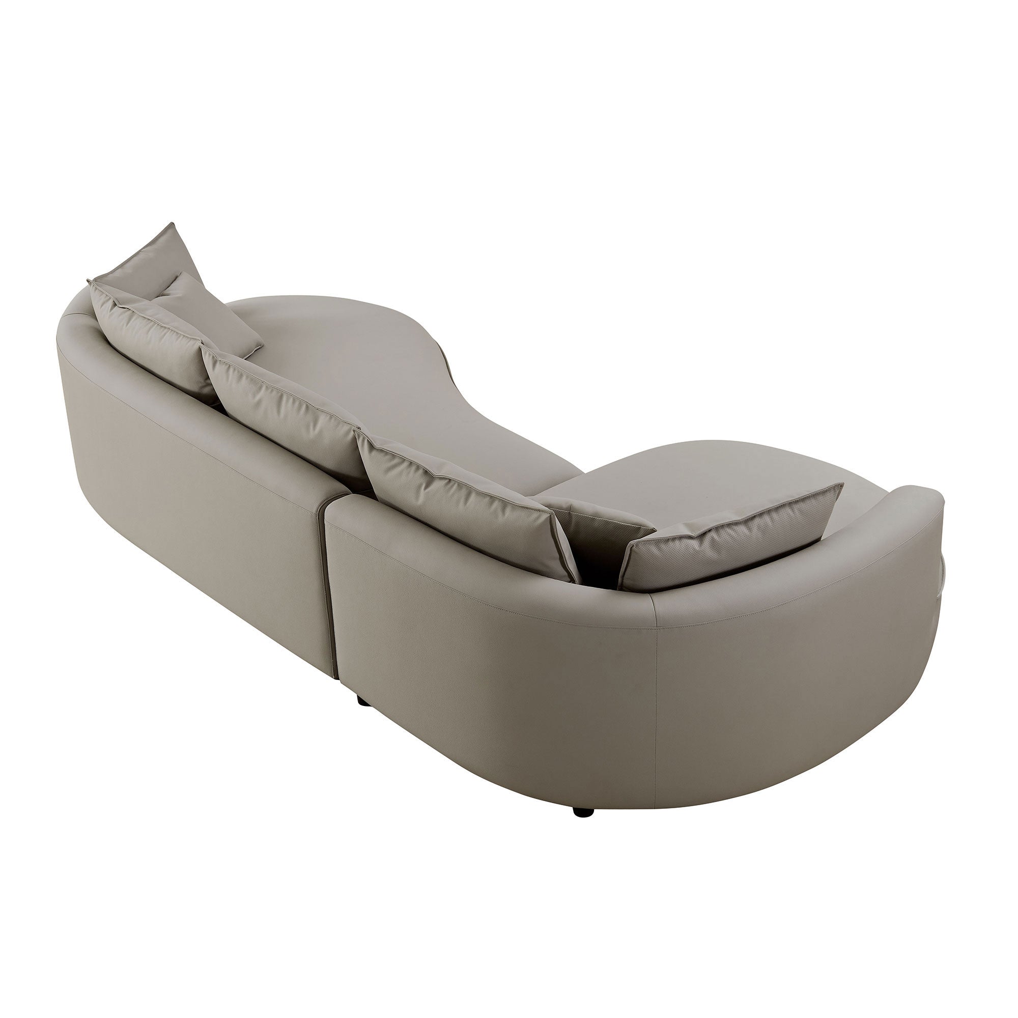 Modern Sectional Curved Sofa Couch For Living Room,Upholstered 5-Seat Sofa Couch Eco-leather Couch Set For Apartment Office,Light Grey