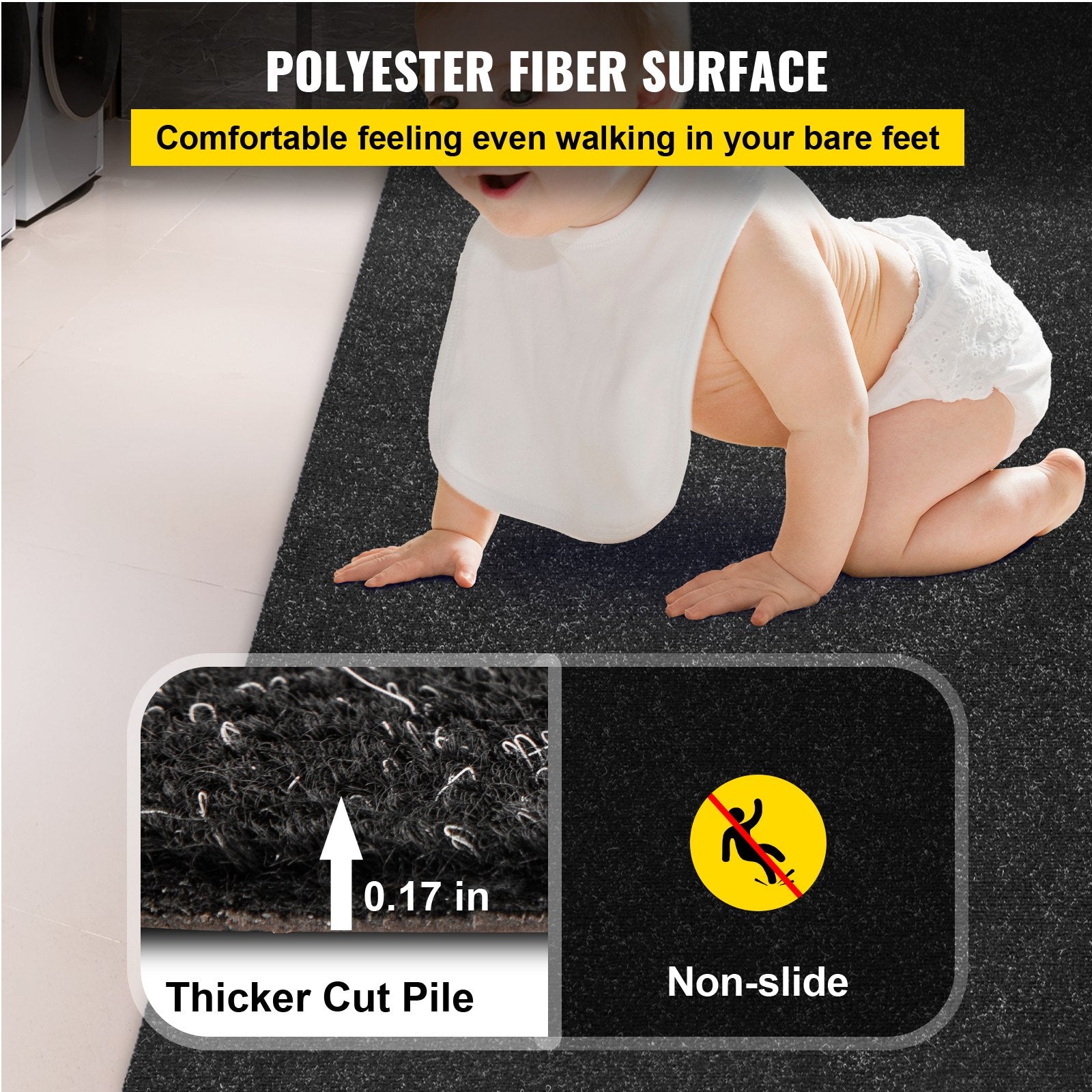 Boat Carpet, 6 Ft X 29.5 Ft Marine Carpet For Boats, Waterproof Black Indoor Outdoor Carpet With Marine Backing Anti-Slide Marine Grade Boat Carpet Cuttable Easy To Clean Patio Rugs Deck Rug