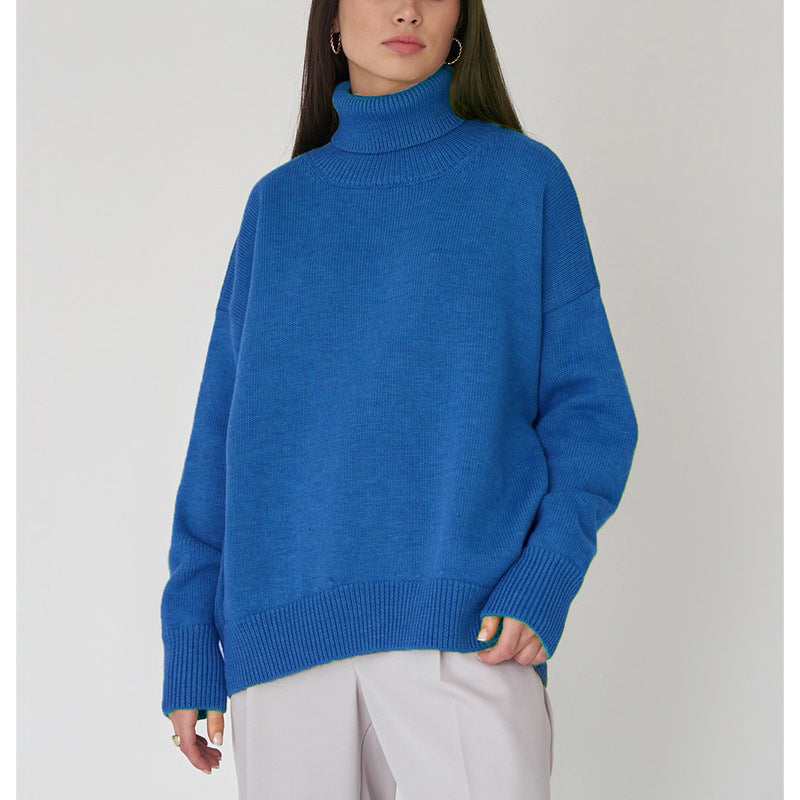 Solid Color Turtleneck Comfortable Loose Pullover Women's Sweater