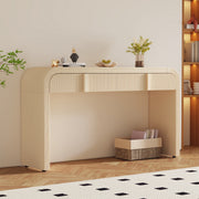 TREXM Modern Console Table With 2 Storage Drawers  Fluted Entryway Table With Rounded Silhouette For Hallway Living Room And Entryway  Apricot Cream