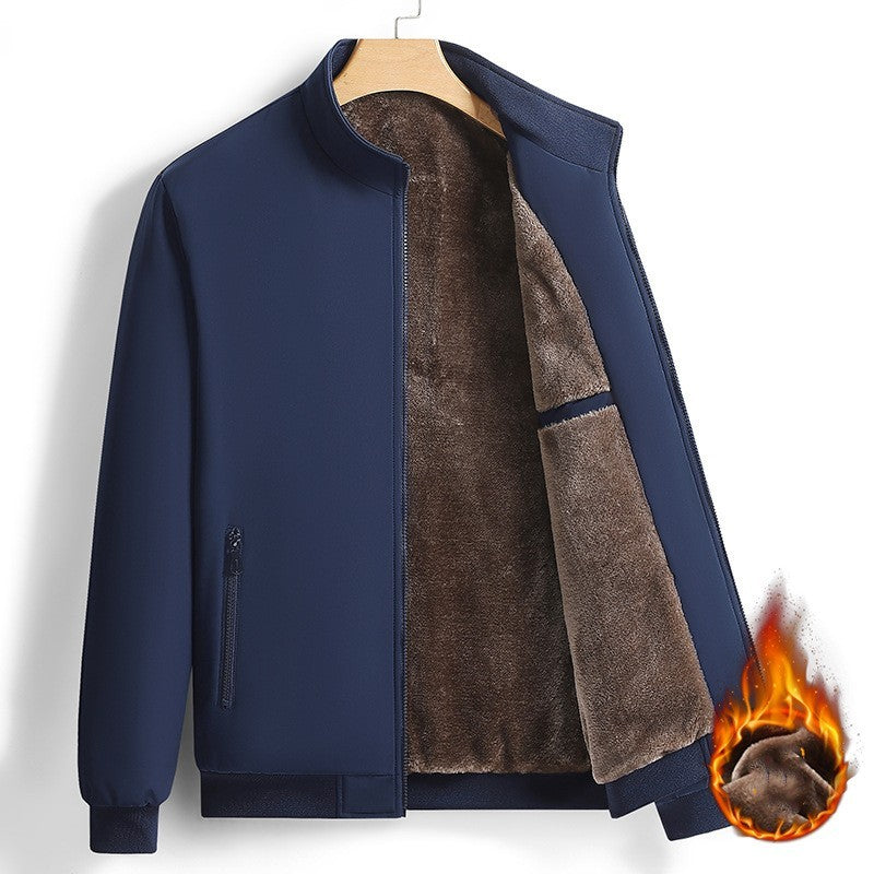 Jacket Winter Fleece-lined Thickened Men's Clothing