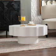 Scalloped White Coffee Table Unique Wave-Edge Shape, Elegant Focal Piece For Stylish Spaces.
