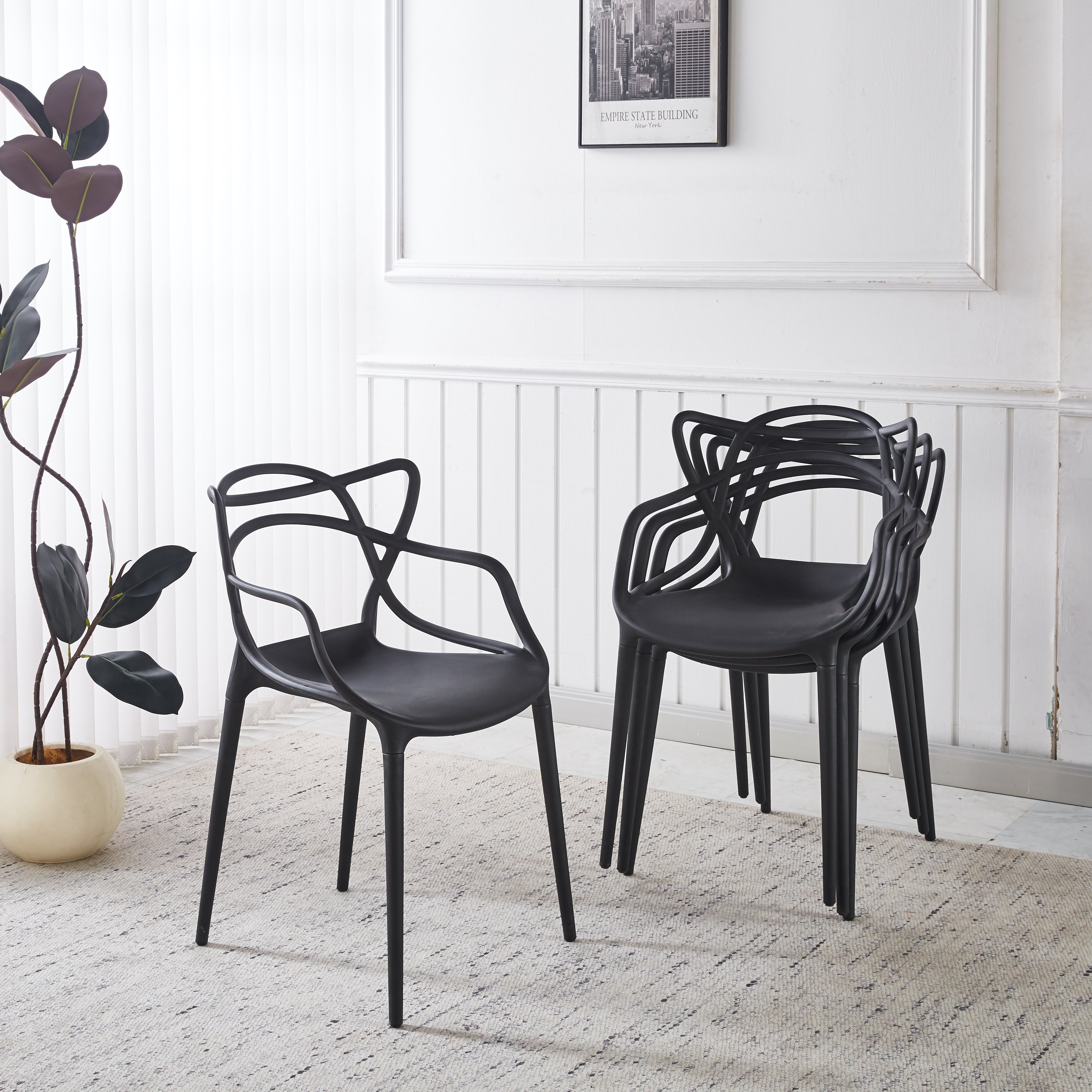Plastic Dining CHAIR 4PCS BLACK