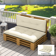 2 Seater Pallet Cushions Outdoor 3.9" Thick Replacement Cushions - Tufted Design for Garden, Patio, Cream White