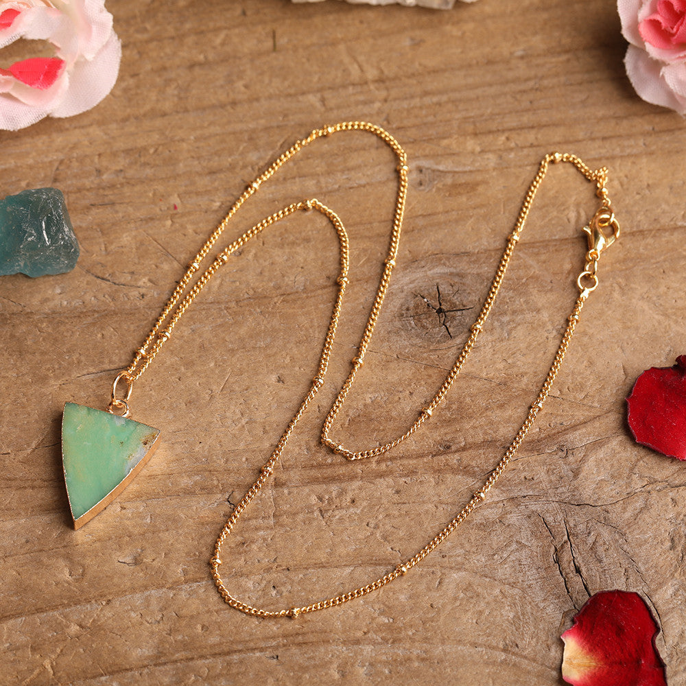 Natural Australian Jade Necklace Triangle Pendant