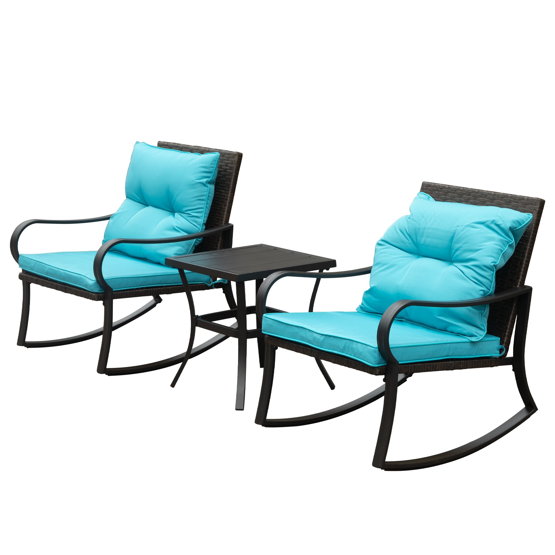 Metal 2 - Person Outdoor Patio Rocking Seating Group With Cushions