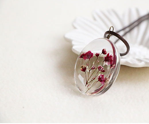 Hand-dried Flower Necklace Gypsophila Plant Creative Pendant