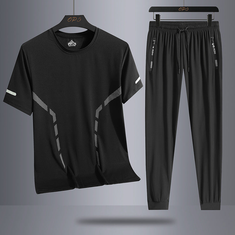 Men's Casual Elastic Short Sleeved Pants Set