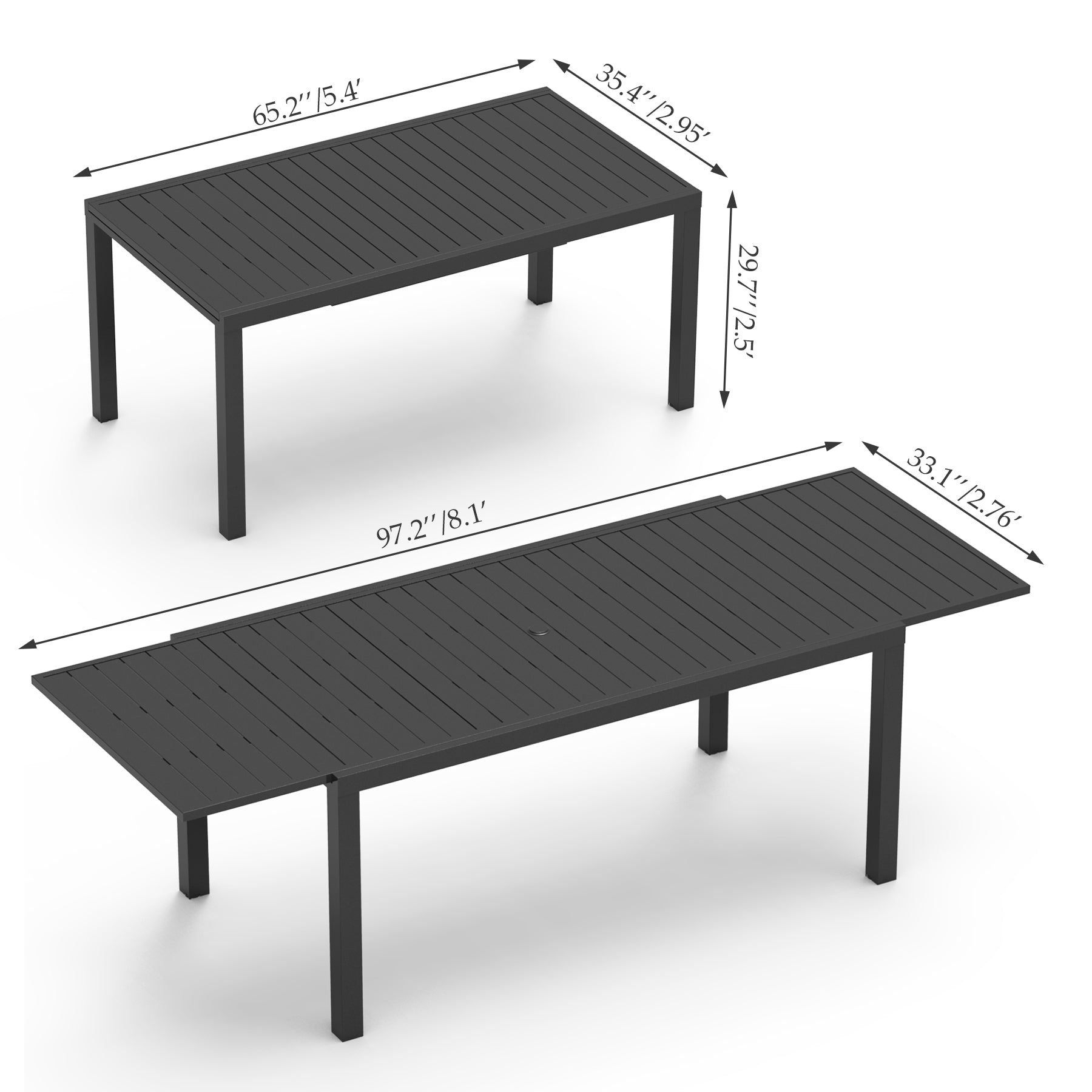 97.2 L Extendable Aluminum Outdoor Dining Table