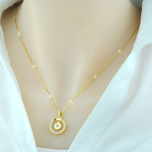 925 Sterling Silver 18k Yellow Gold Plated Rose  Love Necklace Women