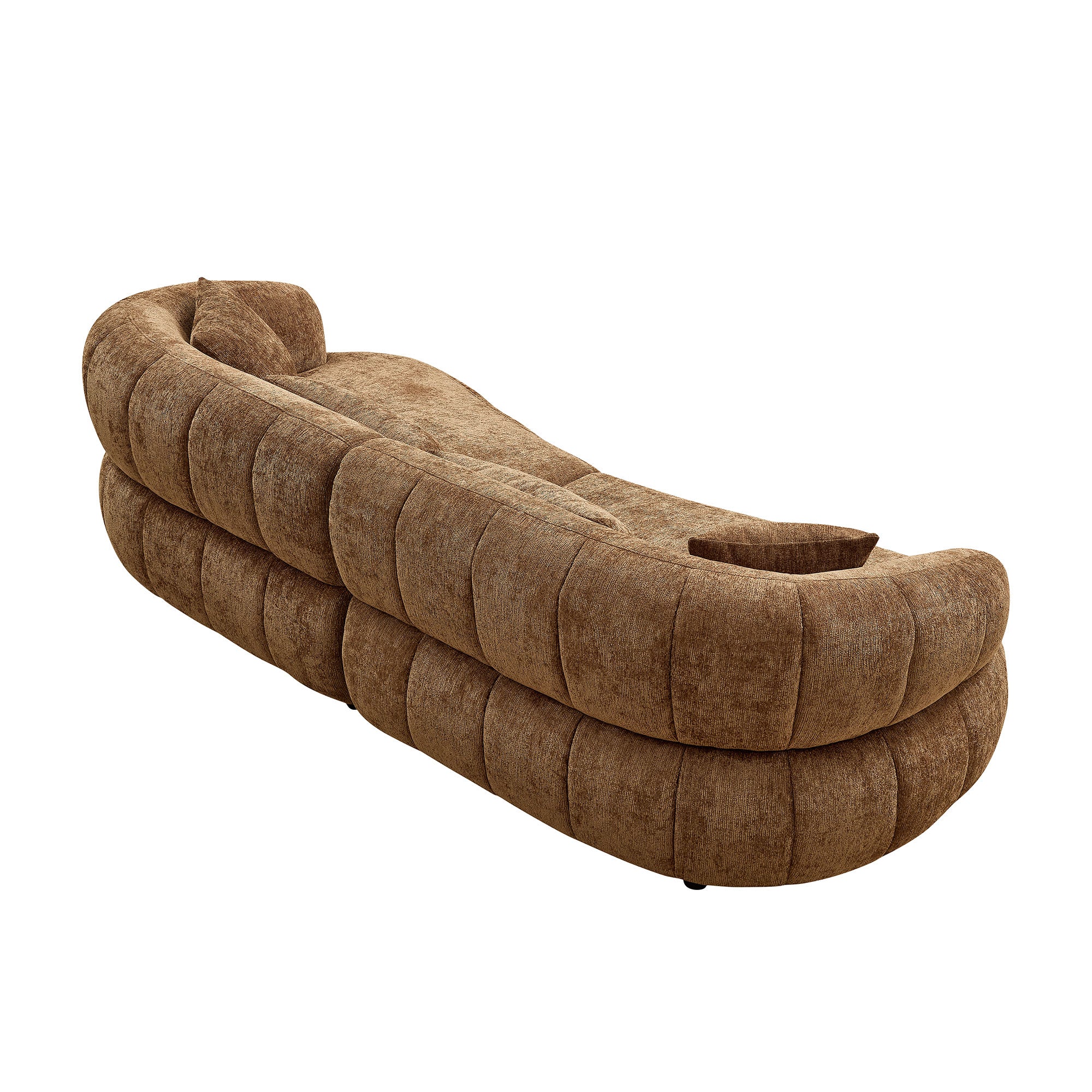 102.36 Inch Cloud-Like Sofa,Modern Sectional Curved Sofa,Textured Fabric Couch,Upholstered 4-Seat Comfy Sofa For Living Room,Brown