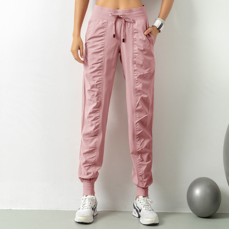 Ladies Quick-drying Loose Drawstring Sports High Waist Casual Pants