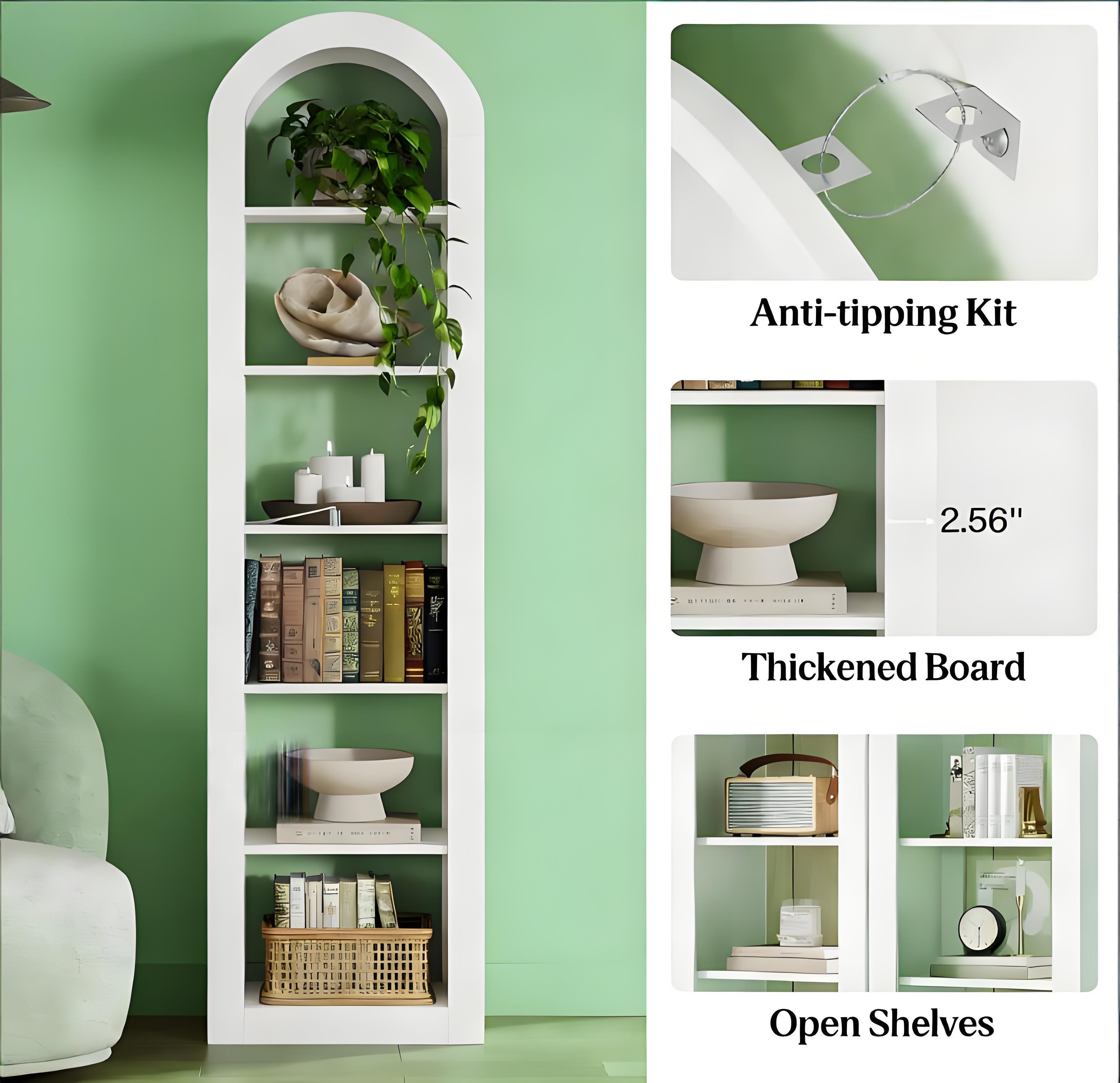 Open Display Shelf,Arched Bookshelf,Bookcase