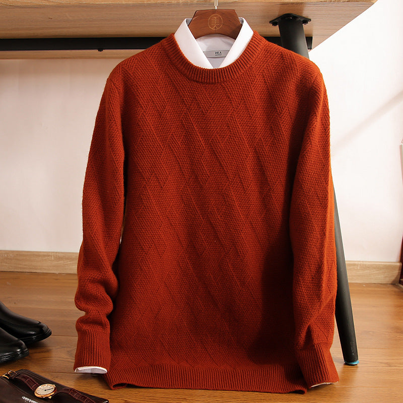 Men's double-strand thick pure wool sweater