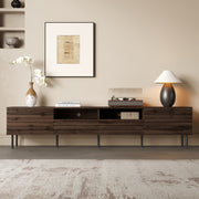 78 Inch Modern TV Stand For TVs Up To 85, Entertainment Center With Closed Storage & Cable Management, Soft-Closing Hinges, Iron Legs For Living Room