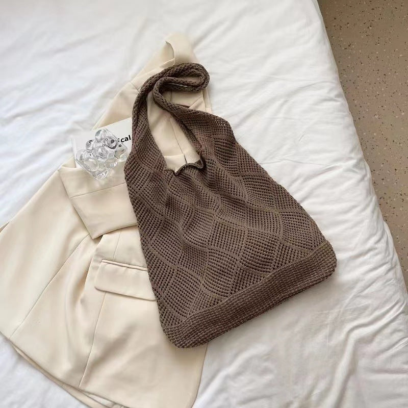 Solid Color Bag Knitted Bags Hollow Woven Bag