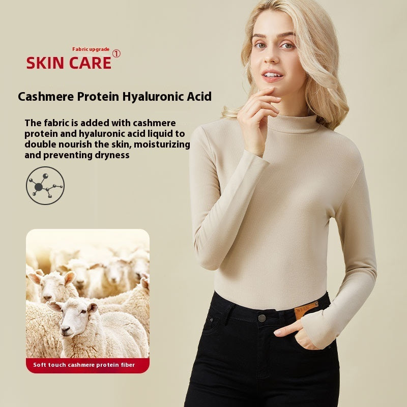 Hyaluronic Acid Half Collar Top Heating Inner Long-sleeved