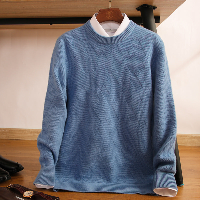 Men's double-strand thick pure wool sweater