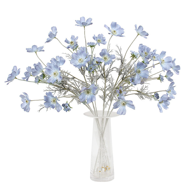 Artificial Flower Cosmos Gray Blue Dining Table Living Room Home Decoration Flower