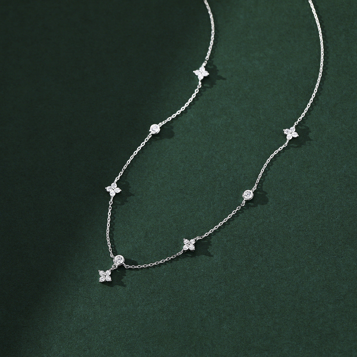 High-grade Four-leaf Flower 925 Sterling Silver Necklace Female