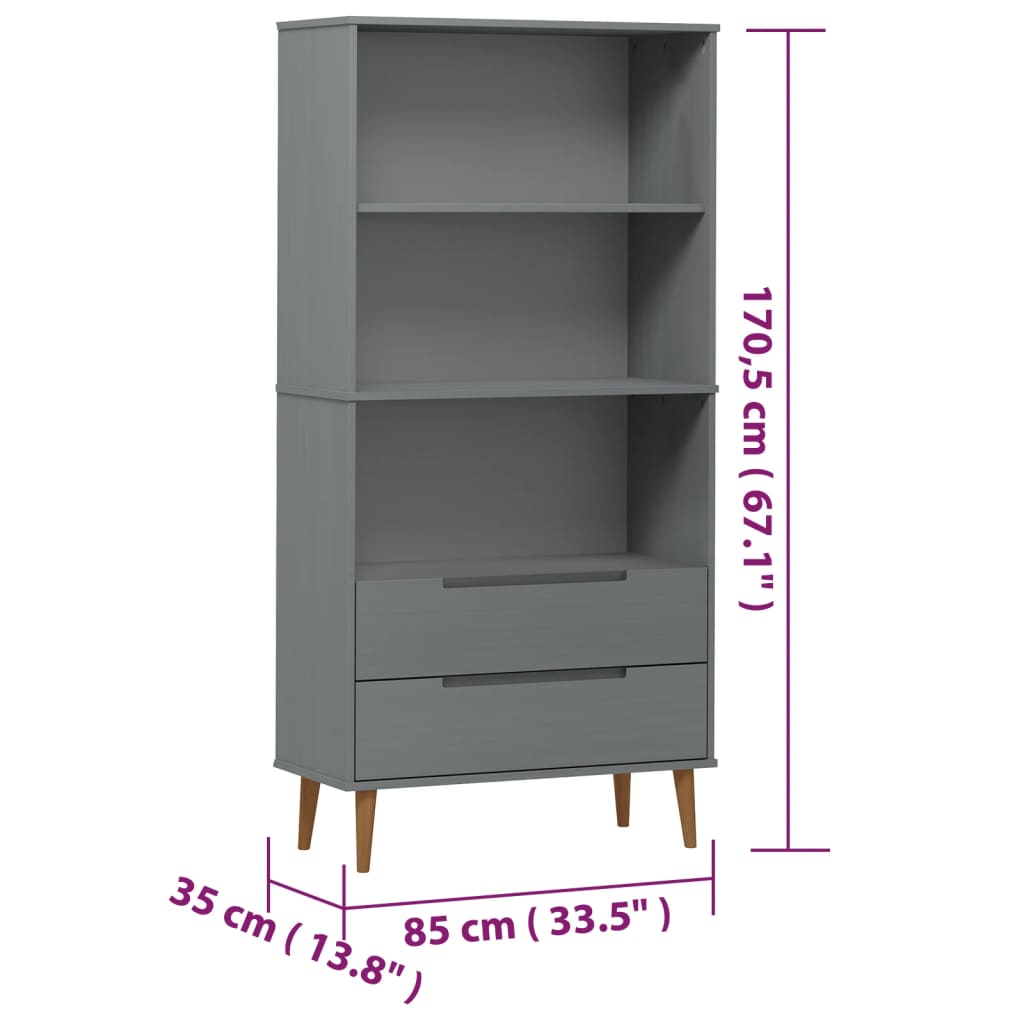 bookshelf MOLDE 85x35x170.5 cm solid pine wood