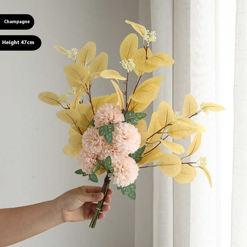 Home Decoration Essential Eucalyptus Leaves Chrysanthemum Bouquet Multi-color Optional Artificial Flower