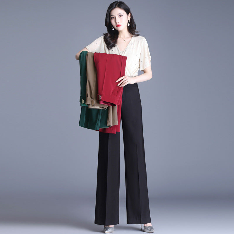 High Waist Drape And Thin Loose Loose Casual Straight Leg Mopping Trousers