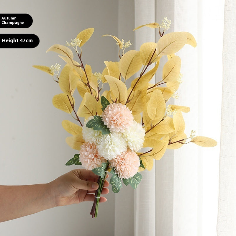 Home Decoration Essential Eucalyptus Leaves Chrysanthemum Bouquet Multi-color Optional Artificial Flower