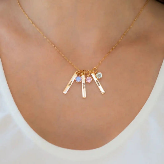 Personalized Mini Bar Birthday Stone Necklace