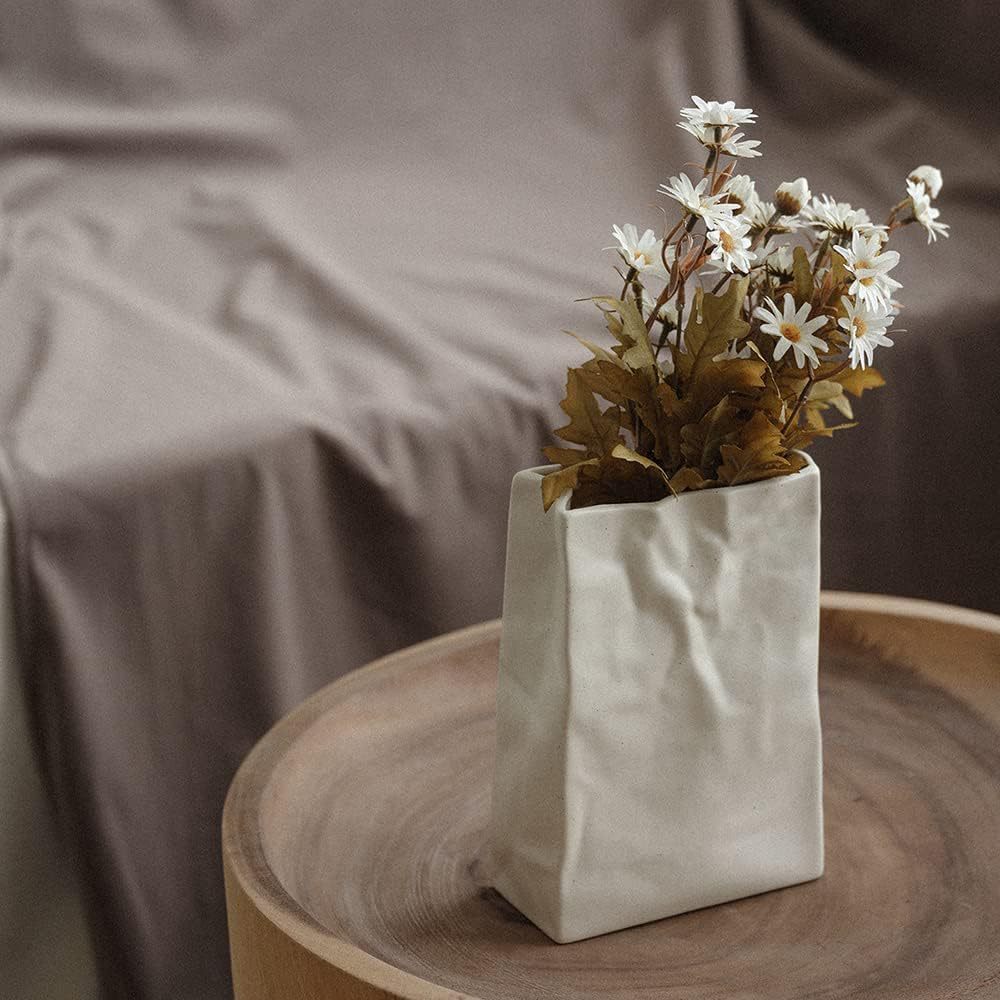 Paper Bag Nordic Ceramic White Vase