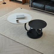 Round Nested Coffee Tables  White & Black Faux Marble Top With Sturdy Black Metal Frame, Space-Saving Living Room Coffee Table Set For Sofa Side, Apartment  Home Decor