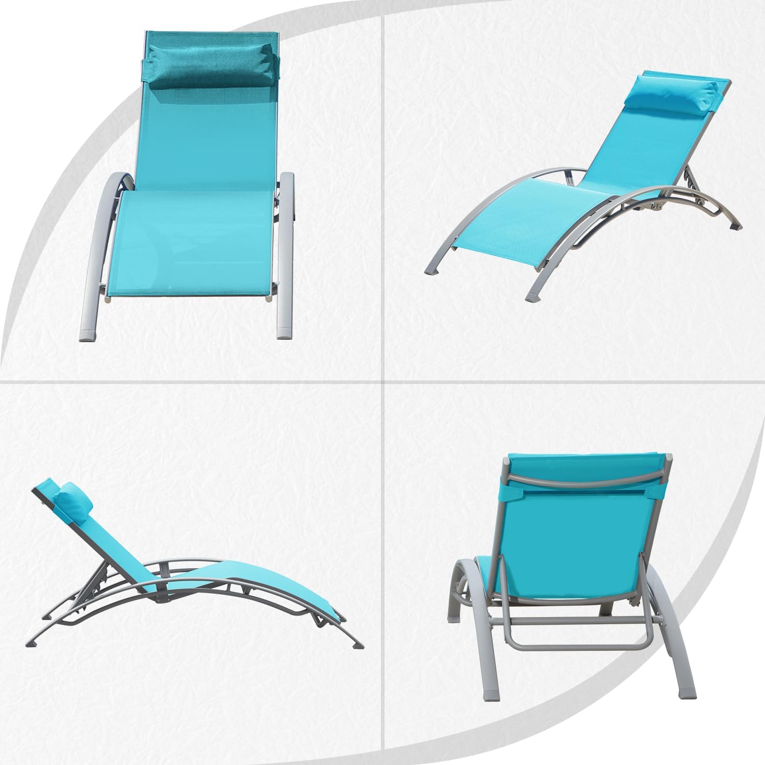 Pool Lounge Chairs Set Of 2-Lake Blue  2 Lounge Chairs