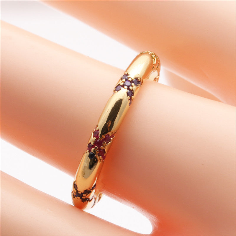 European And American Colored Gemstone Eye Ring