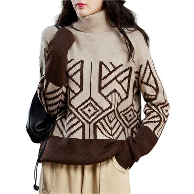 Women's Three-dimensional Jacquard Turtleneck Sweater