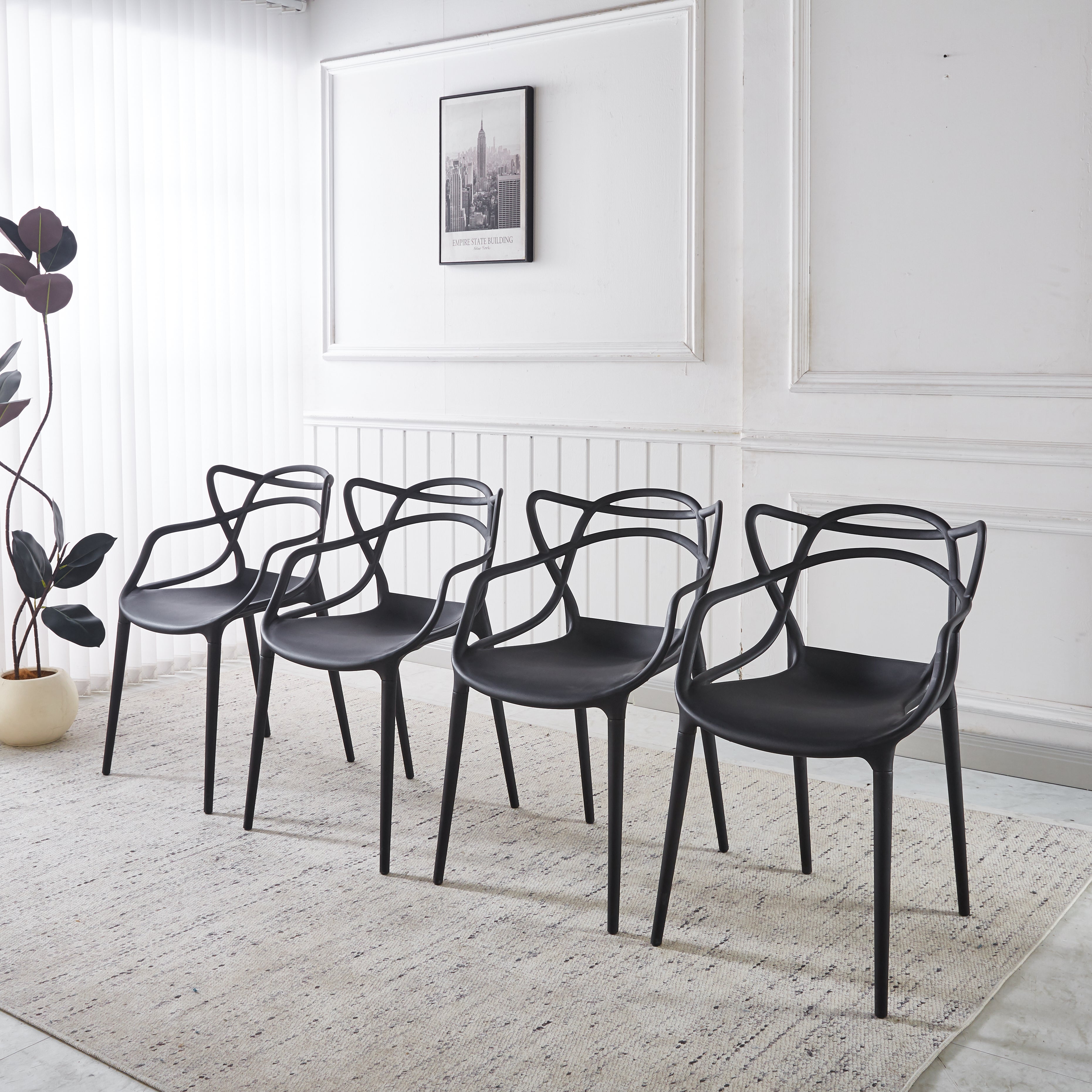Plastic Dining CHAIR 4PCS BLACK