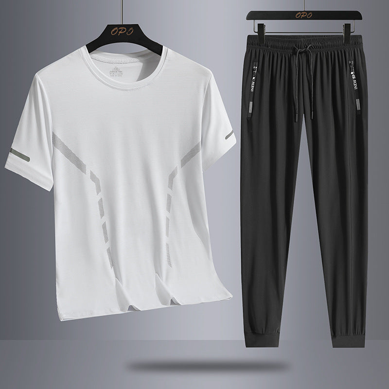 Men's Casual Elastic Short Sleeved Pants Set