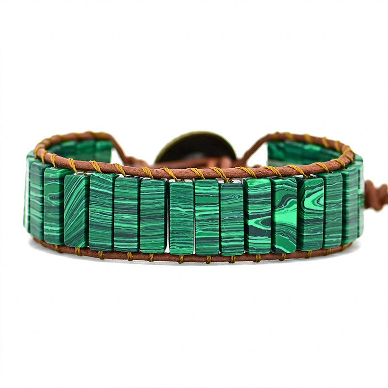 Bohemian Handwoven Natural Malachite Bracelet