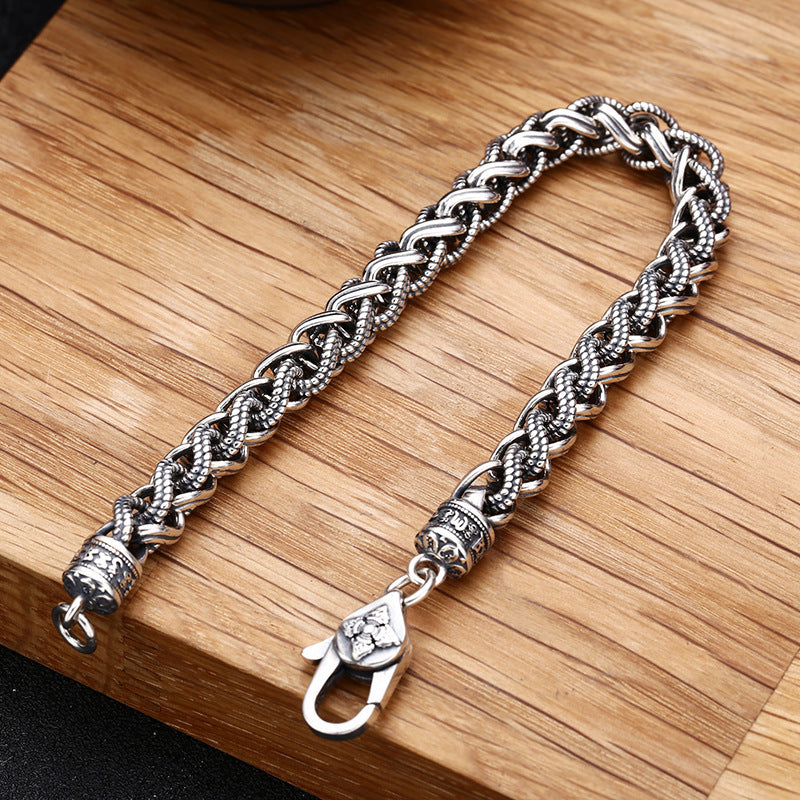 925 Sterling Silver Dynamic Rope Bracelet Men's Thick Personalized Thai Silver Vintage Fashion Jewelry