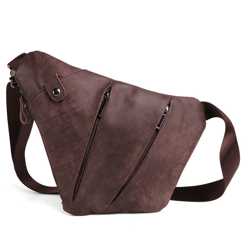 Leather men's chest bag