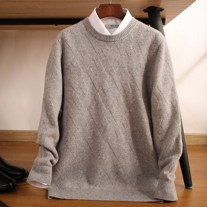 Men's double-strand thick pure wool sweater