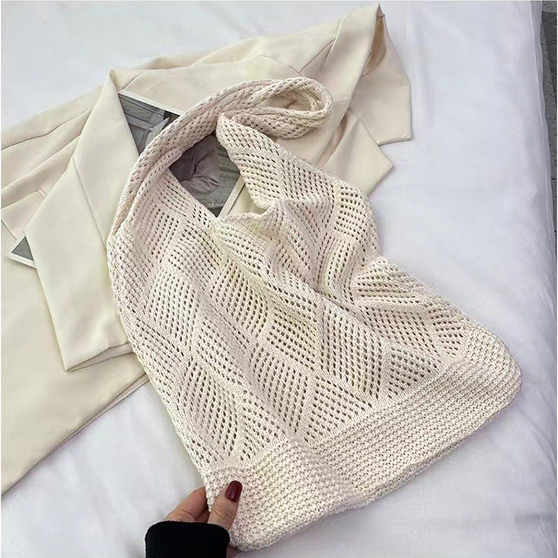 Solid Color Bag Knitted Bags Hollow Woven Bag