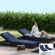 2-Piece Patio Chair Cushions With Backrests, Replacement Cushions For Outdoor Lounge Chair, Navy