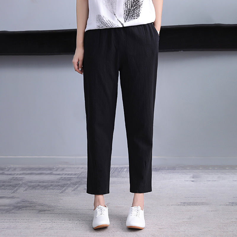 Women's Thin Radish Nine Points Cotton Linen Harem Pants