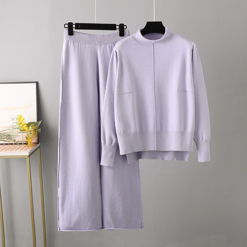 Knitted Sweater Two-piece Loose Casual Wide Leg Pants