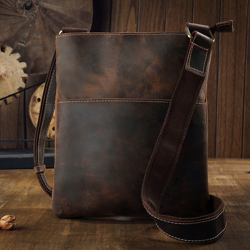 Men's leather shoulder messenger bag