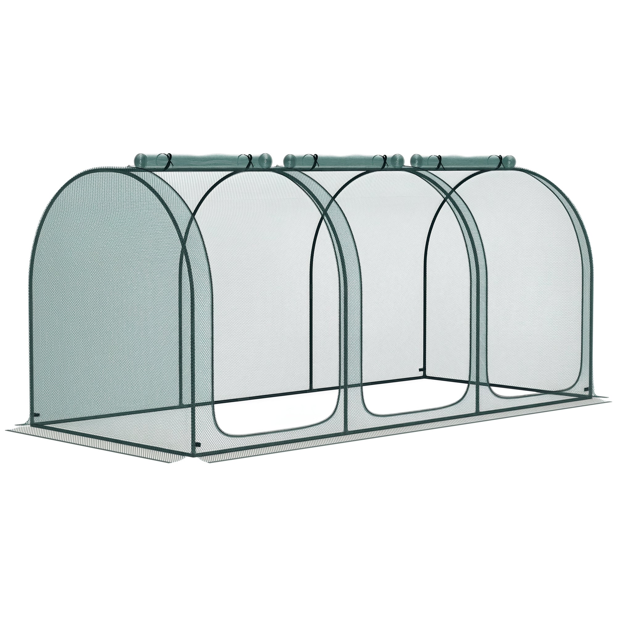 9' x 4' Crop Cage, Plant Protection Tent with Three Zippered Doors, Storage Bag and 4 Ground Stakes, for Garden, Yard, Lawn, Green