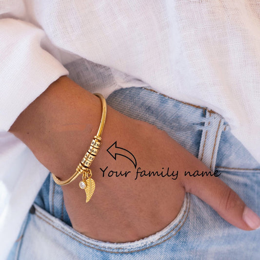 Carving Family Name Bracelet Stainless Steel