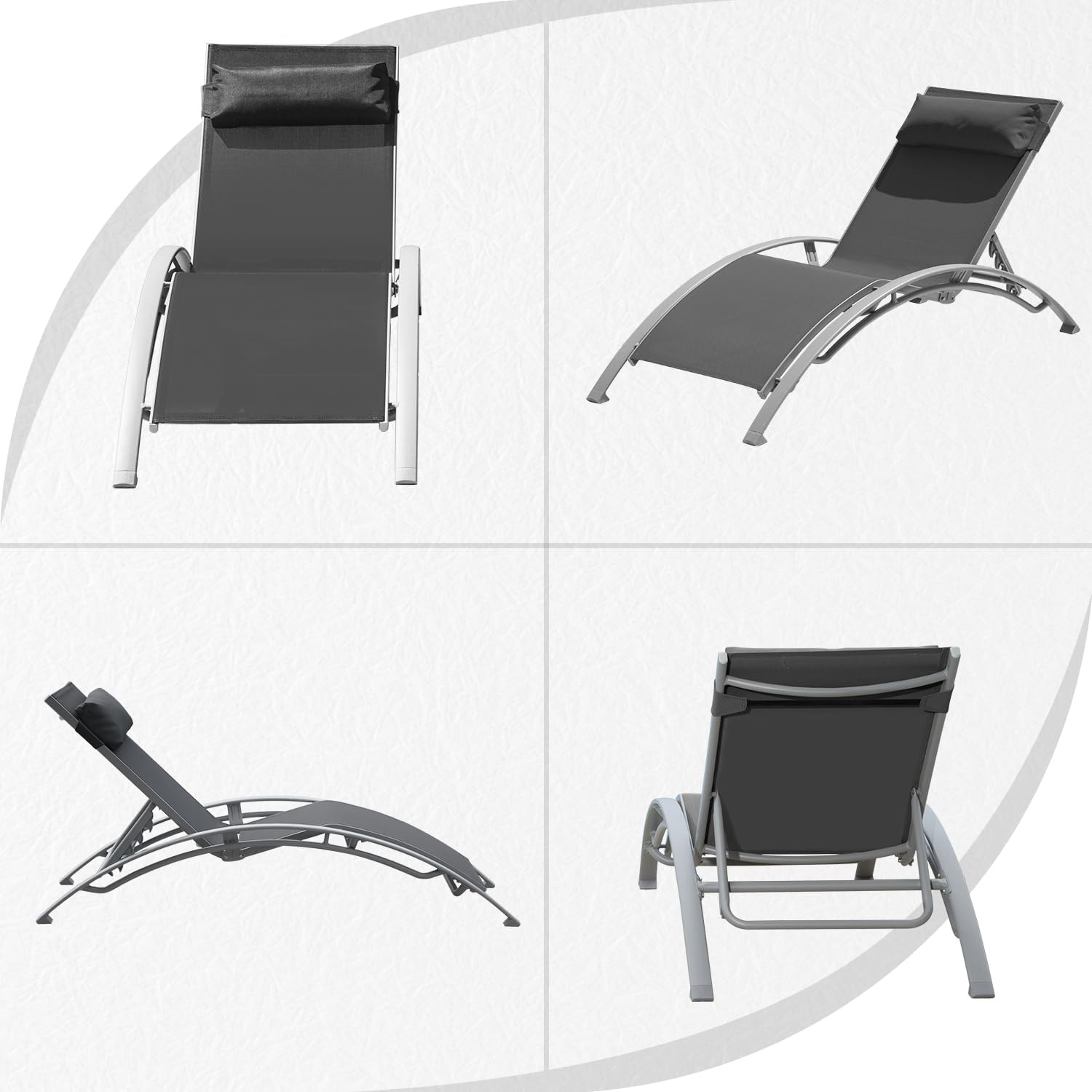 Pool Lounge Chairs Set Of 2-Dark Grey  2 Lounge Chairs