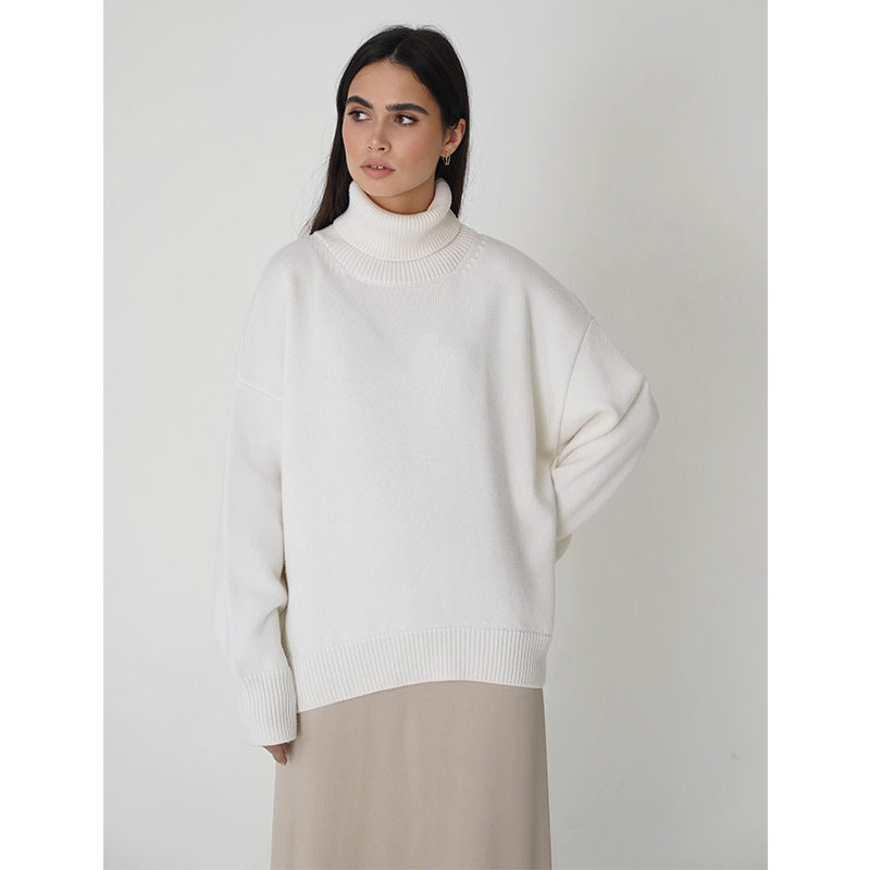 Solid Color Turtleneck Comfortable Loose Pullover Women's Sweater