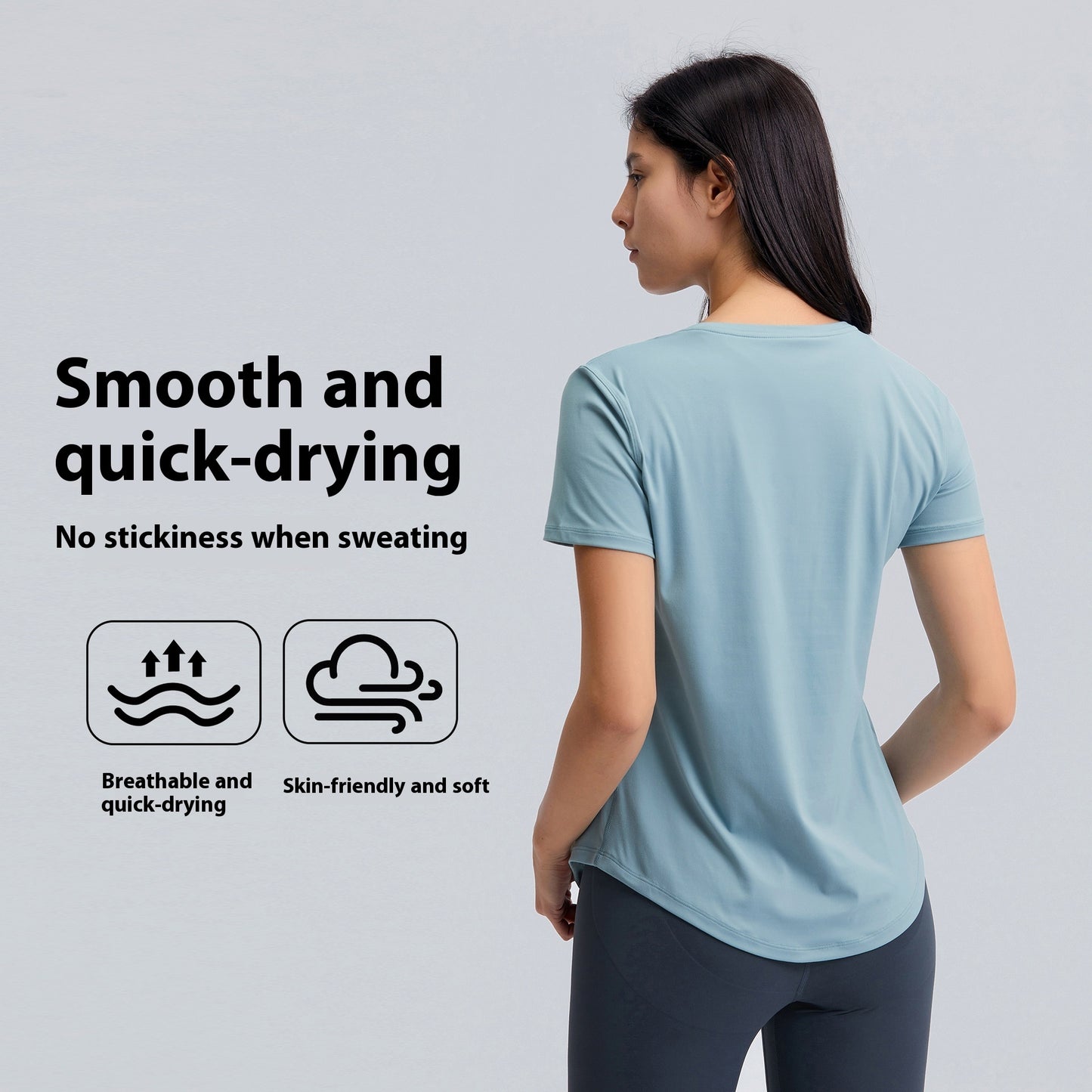 Summer Thin Loose Yoga Short Sleeve Women's Brushed Breathable